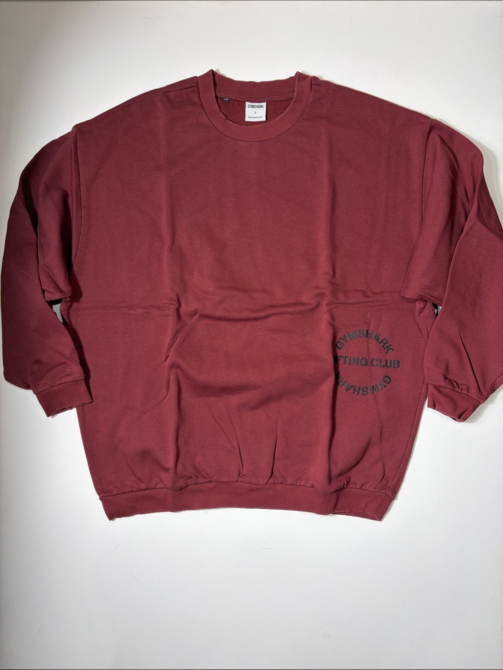 Gymshark Lifting Club Oversized Crewneck Sweatshirt Large Maroon Unisex